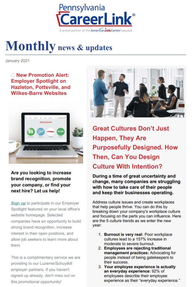 Employer Monthly Newsletter