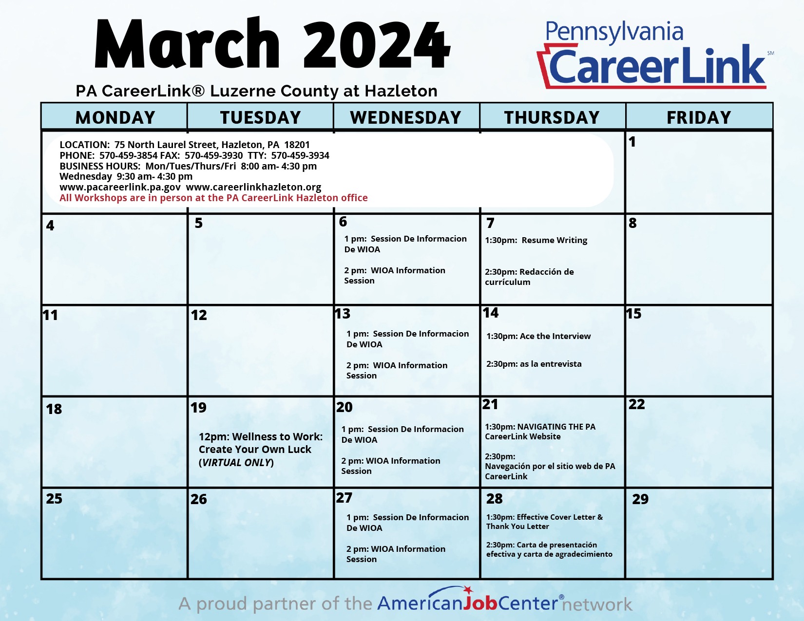 Events | PA CareerLink® Luzerne County at Hazleton